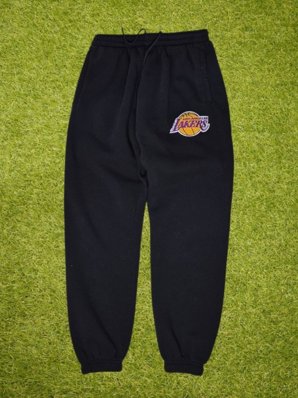 NBA Los Angeles Lakers Black Fleece Sweatpants Embroidered Logo Size Medium